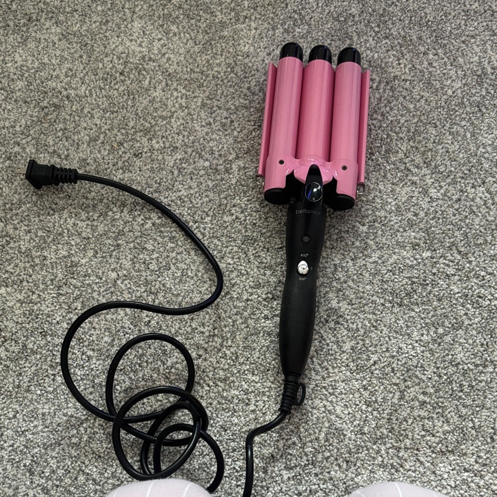 Pink Hair Waver with Black Handle